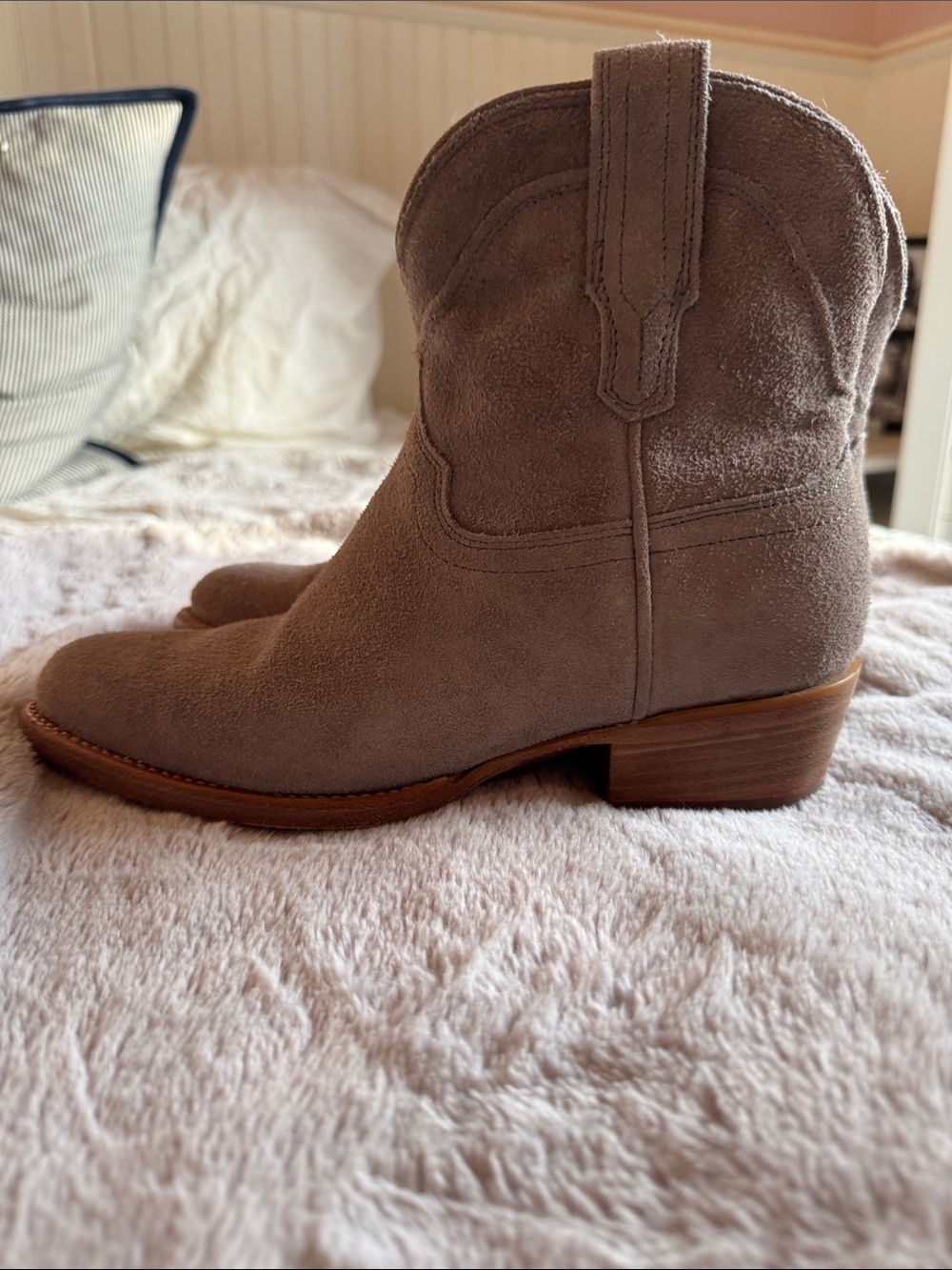 Tecovas Taupe Suede Short Western Ankle Boot
